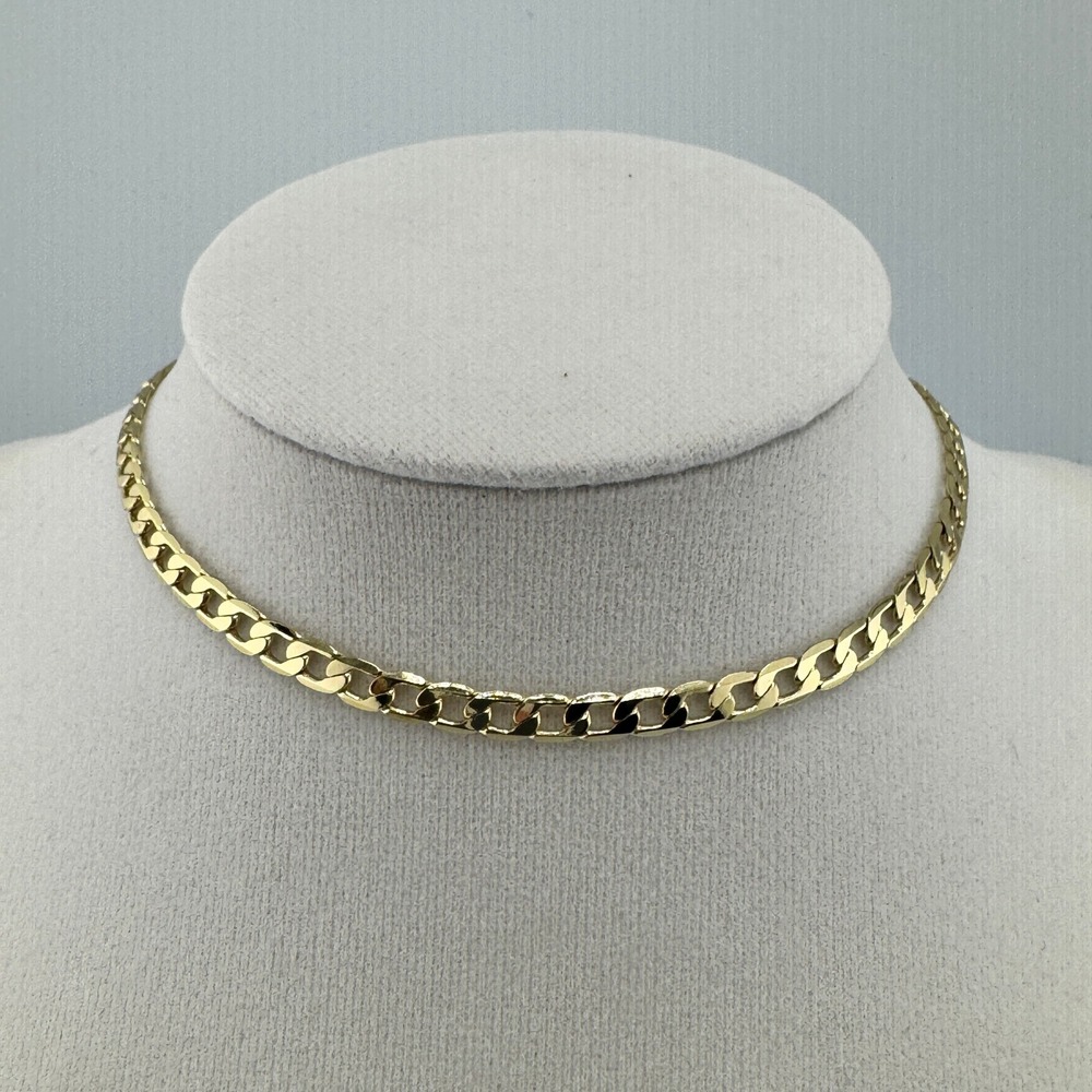 XP Gold Tone Curb Link Chain Ankle 10.5 Inch Flat Cuban Link Jewelry - Picture 2 of 2